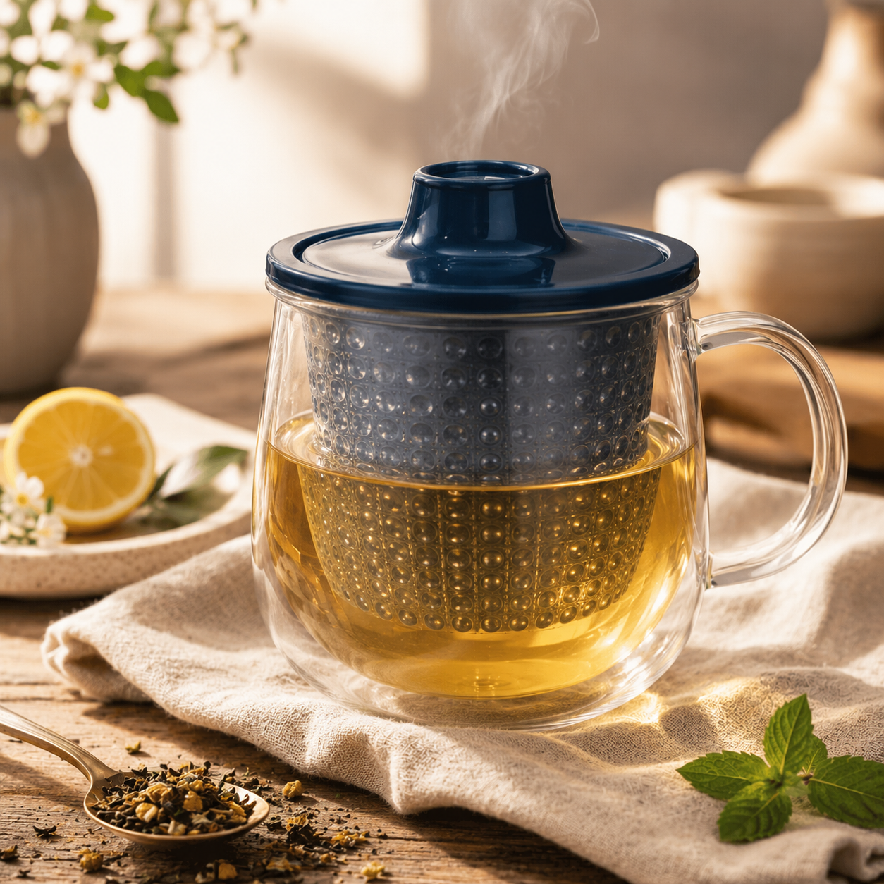 KINTO UNITEA UniMug Bleu – Tasse à thé avec infuseur 350 ml KINTO
